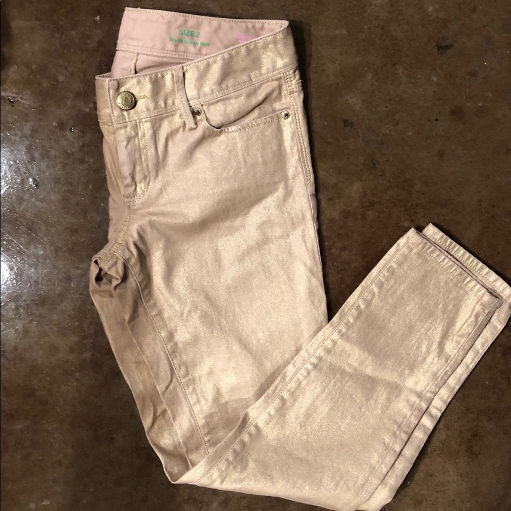 Lilly Pulitzer Skinny Mini Sz 2 Gold pants